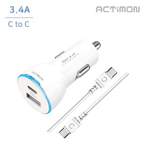 차량용 3.4A 충전기 (C+USB)(C to C)MON-CC-3.4A-CU-CP